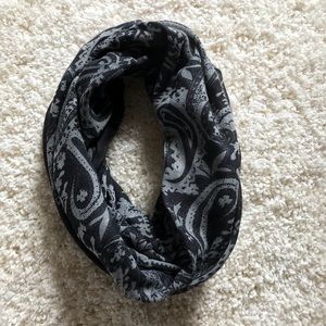 Gray and black infinity scarf